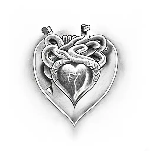 Heart With A Knife In It And A Snake Wrapped Around The Heart