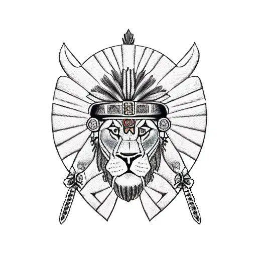 Aztec Warrior With Lion Pelt Hat