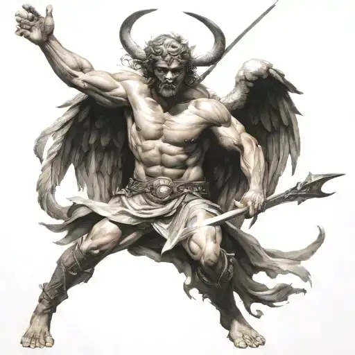 Angel Warrior Defeating Satan