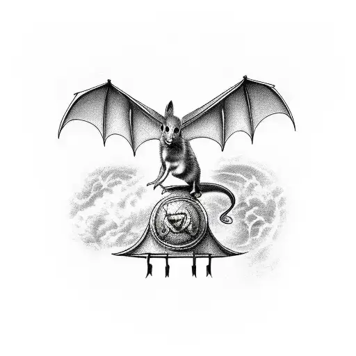 Shrew Riding On Top Of A Bat In Battle