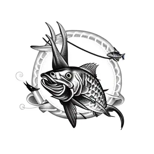 Nautical Arm Sleeve With Fisherman