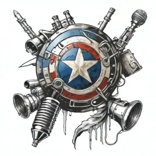 Captain America Shield Microphone Surrounded By Musical