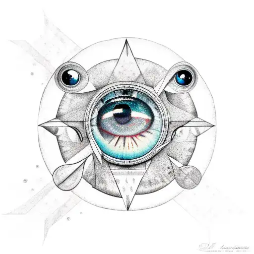 Eyes In Ocean With Pyramids