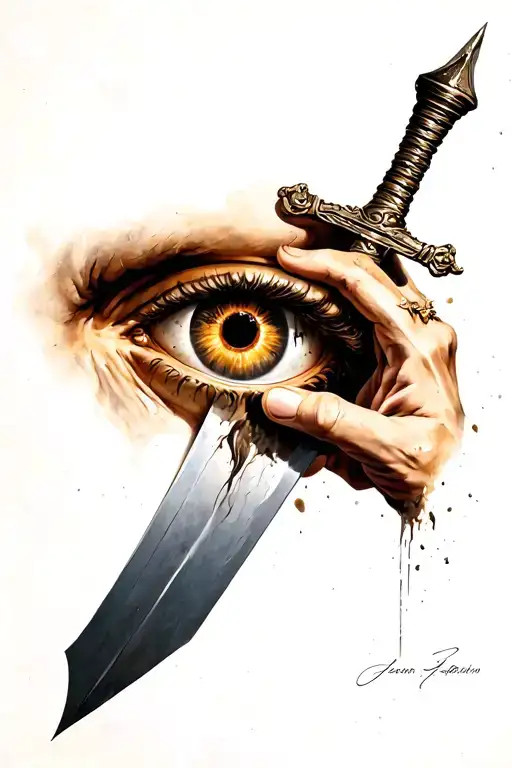 An Eye Getting Stabbed With A Sword Then Getting Pulled Out By The Hand Of Jesus