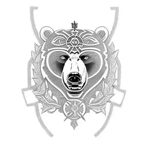 Bear With A Shield Shaped Like The Ukrainian Coat Of Arms
