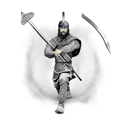 Viking Warrior Holding An Axe And Shield