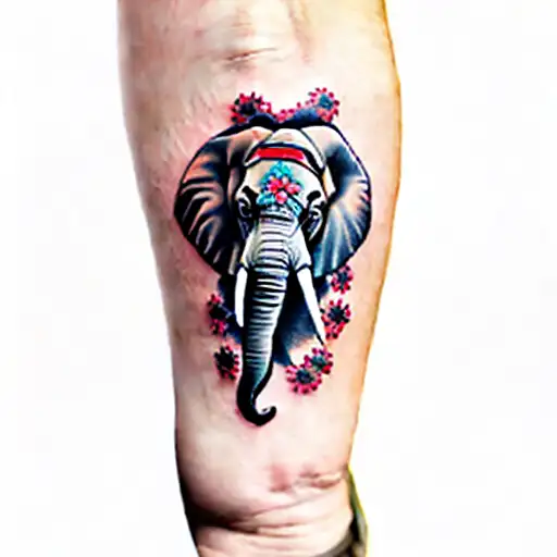 An Elephant With Flowers