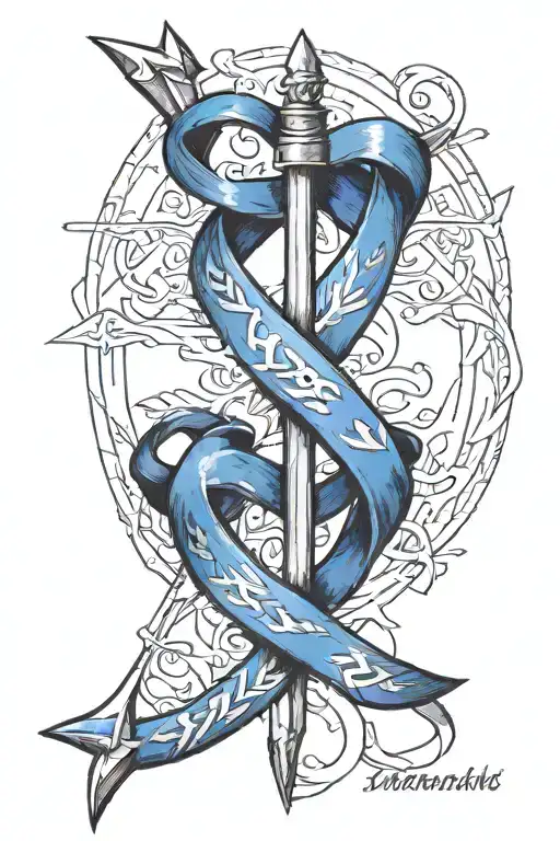 Dark Blue Cancer Ribbon Pierced By An Arrow