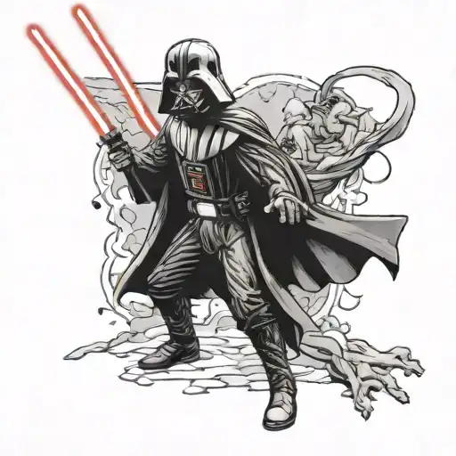 Darth Vadder From Star Wars Fighting Luke Skywalker