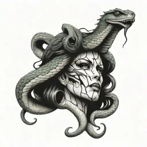 A Medusa Snake Head Tattoo Inspired By Horror Movies