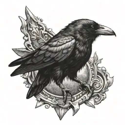 Crow Looking At An Arrowhead