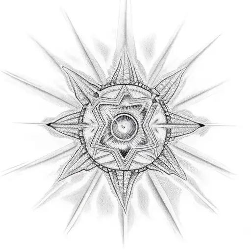 7 Point Star With Realistic Eye In The Center