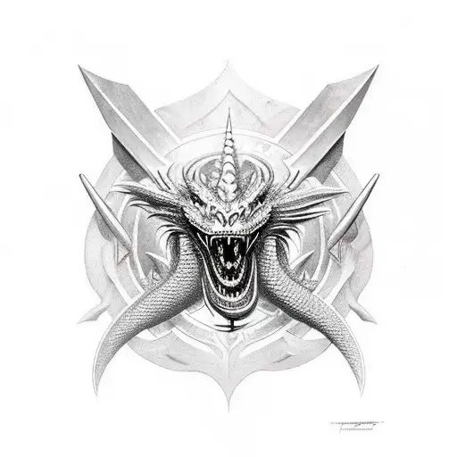 Sword Through Dragon Head