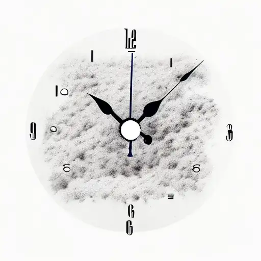 Clock Fading Into Dust With Swords Has The Hands And A Pair Of Eyes Looking Down On It