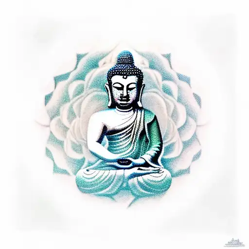 Buddha With Back Ground Lotus