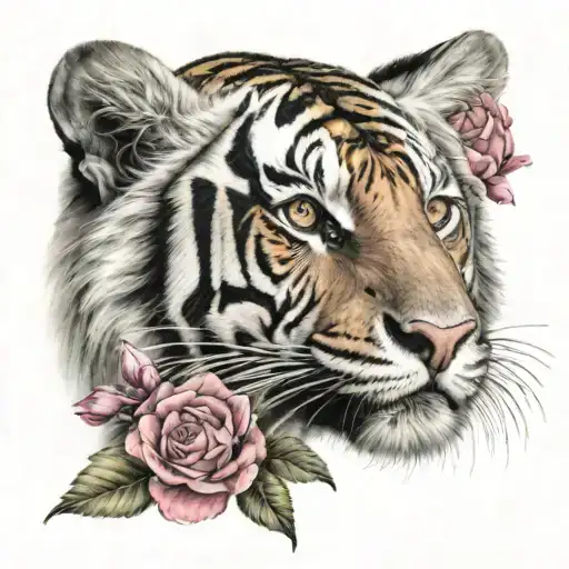 Rainbow Tiger With Flowers