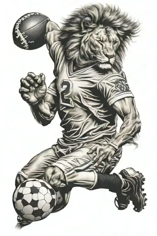 Lion Ball Football Player