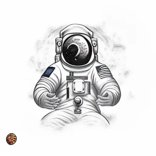 Astronaut Chasing A Pizza Slice In Spacee