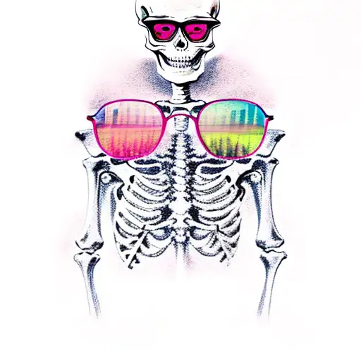 Skeleton With Pink Glasses