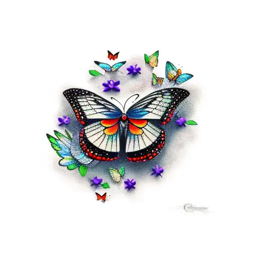 Crow With Butterflies