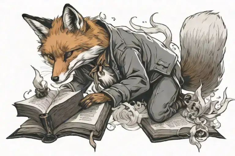 Fox In Anime Style Casting A Spell From A Magic Book