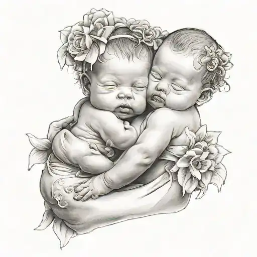 Sweet Twin Baby Girls Memorial Embrace