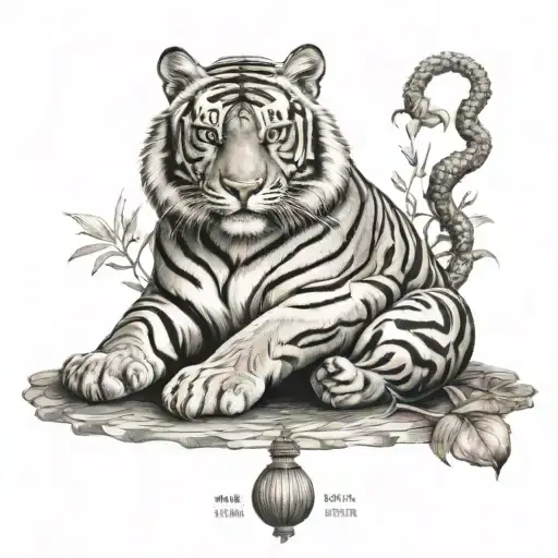 Tiger With Fat Buddha Statue