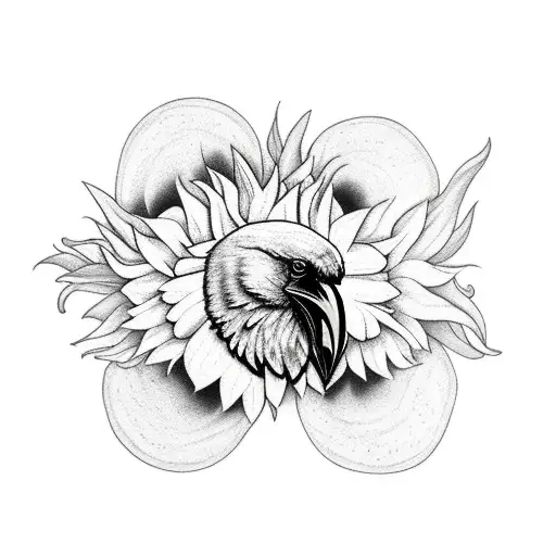 Raven On A Sunflower