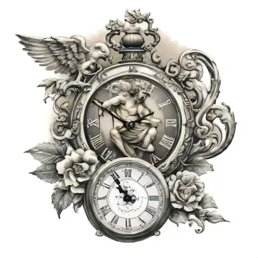 Greek God Chronos And Clock Fading