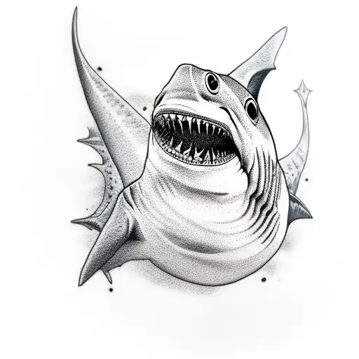 Realist Shark With Sharp Tooth With A Sacarstoc Smile