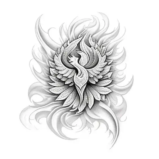 Phoenix Rising From Lilly Flowers