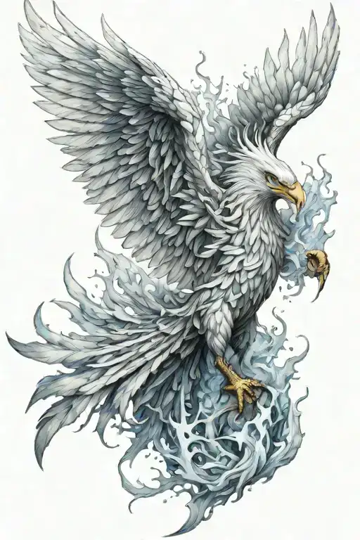 Ice Breathing Phoenix Rising From The Ashes