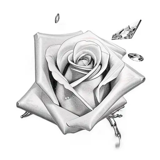 Crystal With Pistol And Rose