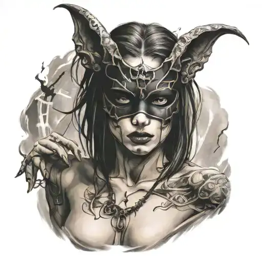 Demonic Female Wearing Blindfold