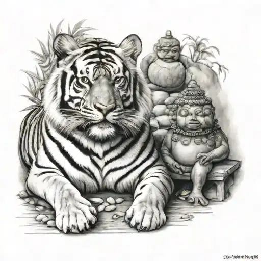Tiger With Fat Buddha