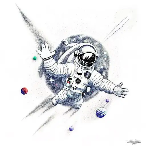 Space Man Falling From