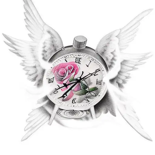 Rose Clouds Wings Time Clock