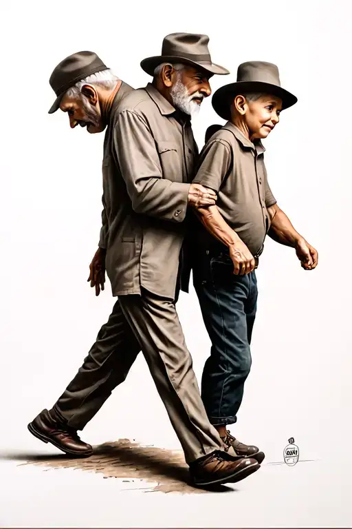Grandfather And Grandson Walking