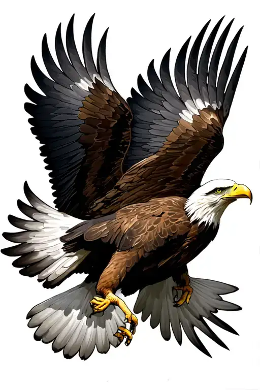 Bald Eagle Landing Open Wings Spread Wide
