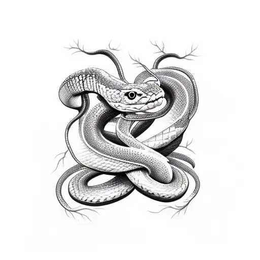 Snake And Vine Intertwined On Forearm