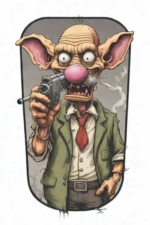 Courage The Cowardly Dog Smoking Joint While Holding Arp Gun