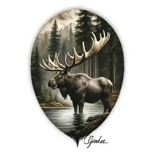 Moose Deer Forest Water