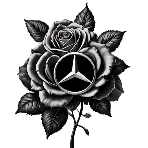 Mercedes Benz Symbol With Roses
