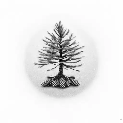 A Single Pine Tree With A Pinecone Under It