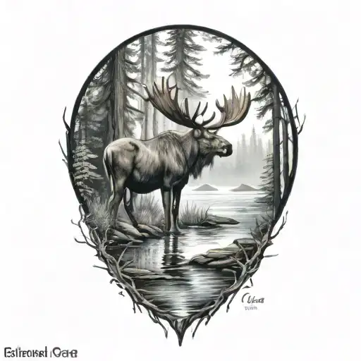 Moose Deer Forest Water