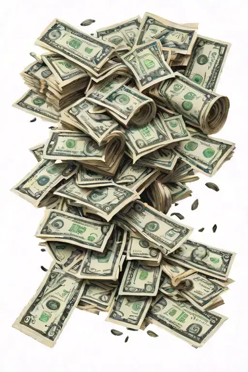 Money Falling On Pile