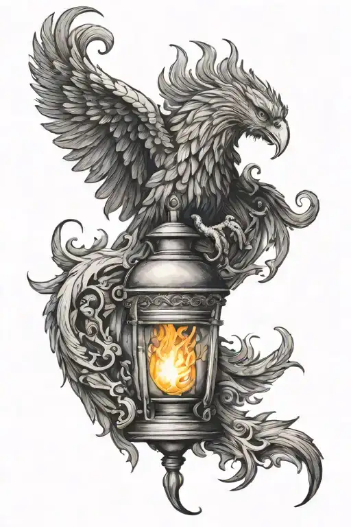 Phoenix On Fire Coming Out Of Aladdins Lamp