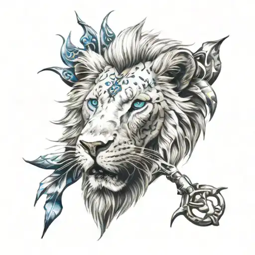 Ace Of Spades Lion With Blue Eyes Thorns