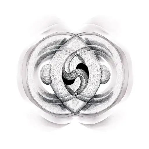 Ying Yang Symbol Inside Of A Star