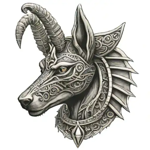 Anubis With Ra Eye Ankh
